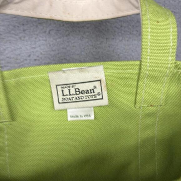 LL Bean Boat & Tote Mini Canvas Green Purple Color Block Modern Made In USA - Picture 2 of 8